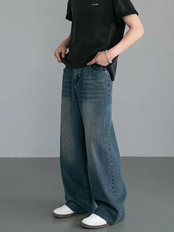 Waed الأمريكية الرجعية الرجال الجينز فضفاض مستقيم الساق CleanFit واسعة الساق السراويل الطويلة الخريف الشتاء جديد Sle عارضة الشباب Faion