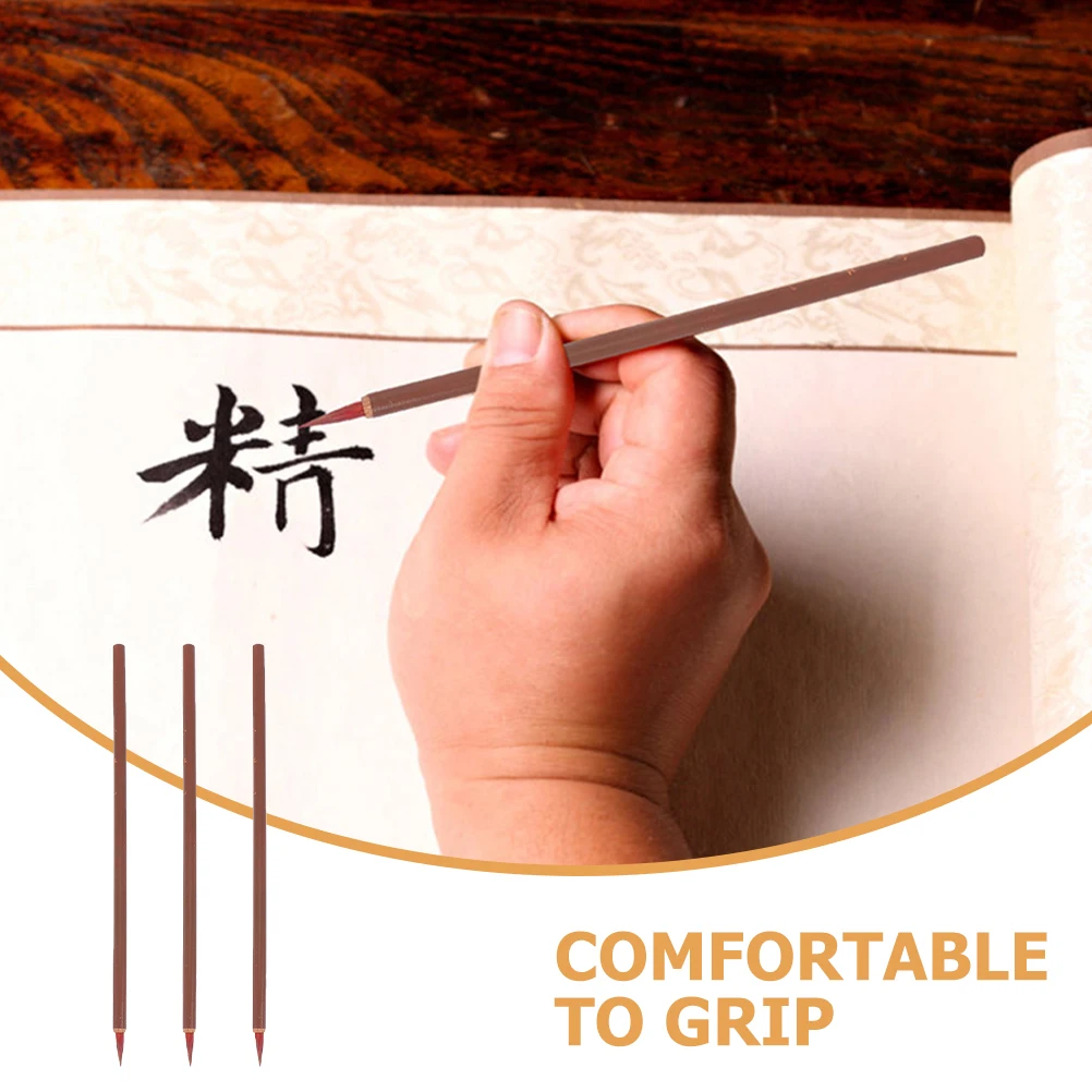 

3pcs Chinese Calligraphy Brush Small Red Calligraphy Pen For Beginners Traditional Ink Painting Drawing Writing Tool Portable