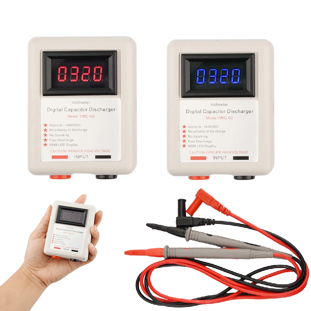 Testador de Tensão Capacitor Digital Descarregador Rápido Ferramenta de Descarga de Alta Tensão Exibição de Reparo Eletrônico Proteção de Sinal 800v