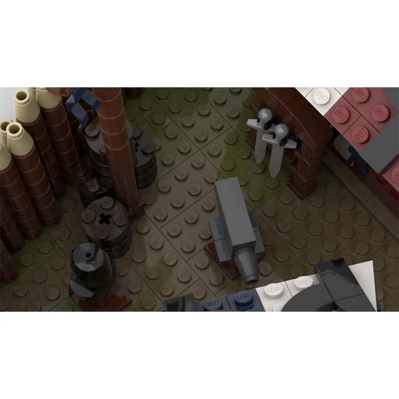 ยุคกลาง Street View Series Modular Building Mini Block MOC Mercenary Camp DIY รุ่นการวิเคราะห์อิฐประกอบของเล่นเด็กชุดของขวัญ