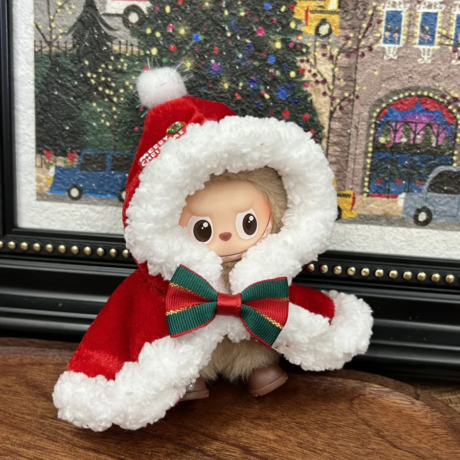 Voor Mini Labubu 4.0 Pin voor Liefde Kleding Kerst rok mantel Voor Labubu V4 Kerst Outfit Kleding Accessoires