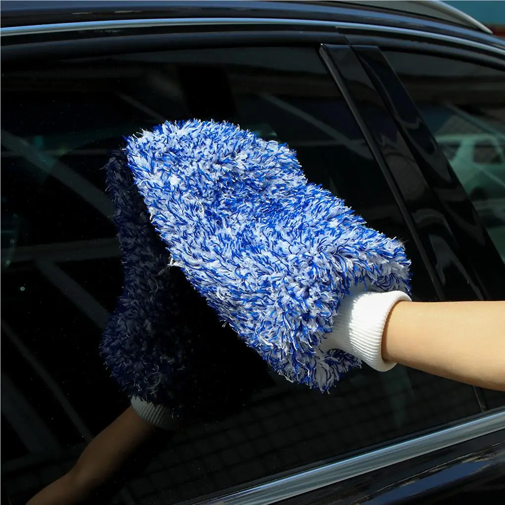 Microfiber Wash Mitt Washing Gloves High Density Scratch Free Car Cleaning Glove for Home Kitchen Bathroom Office