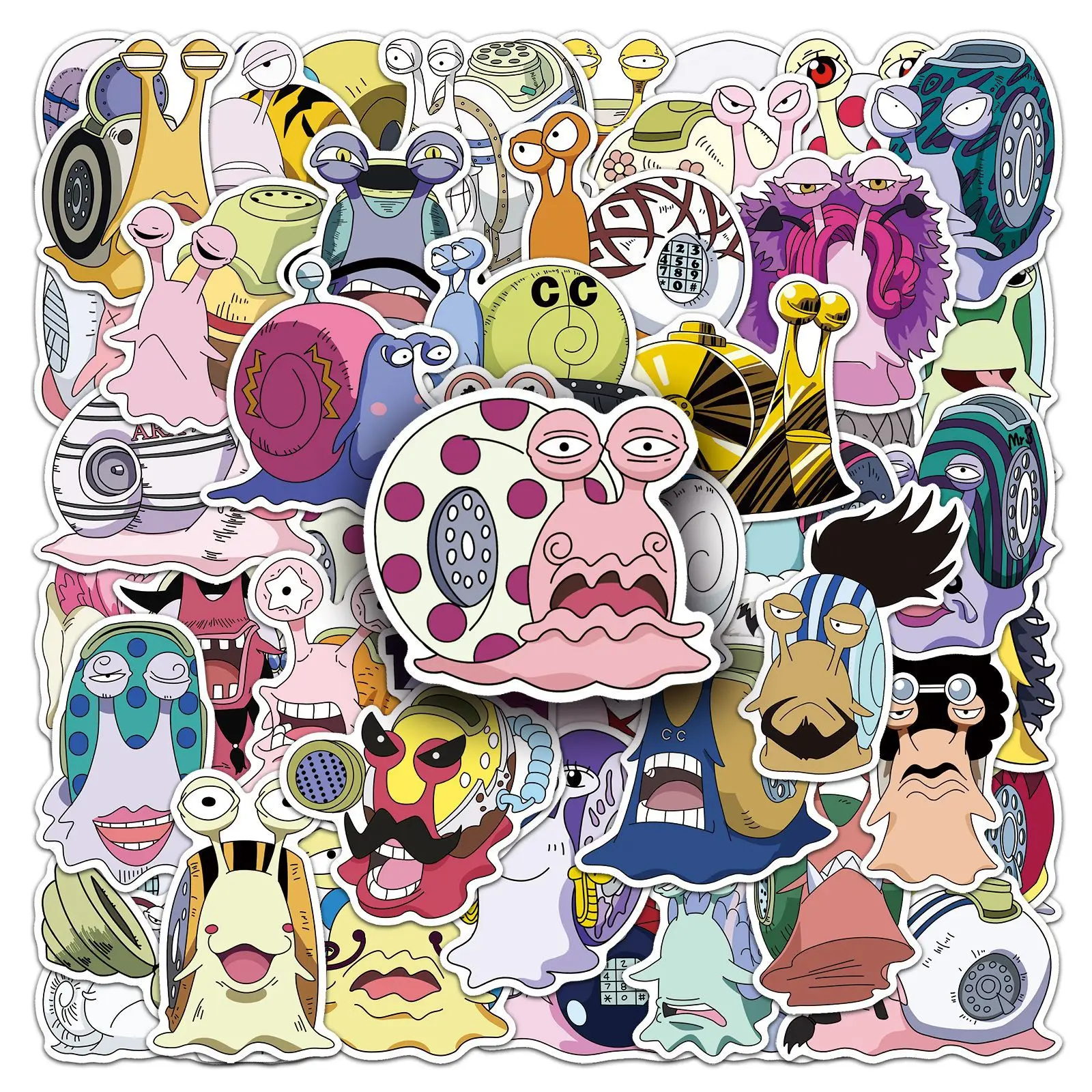 50 Pegatinas Den Den Mushi, Pegatinas de Graffiti, Pegatinas para Diario, Funda de Teléfono, Álbum de Recortes Hecho a Mano, Pegatinas Estéticas