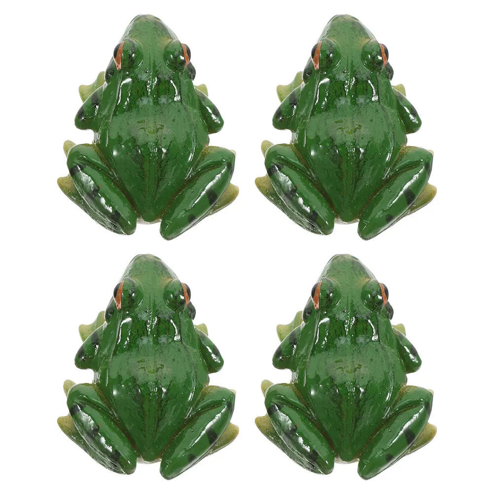 

4 Pcs Realistic Frog Sculptures Mini Resin Figures Car Interior Desktop Durable Material Landscape Decoration Bonsai