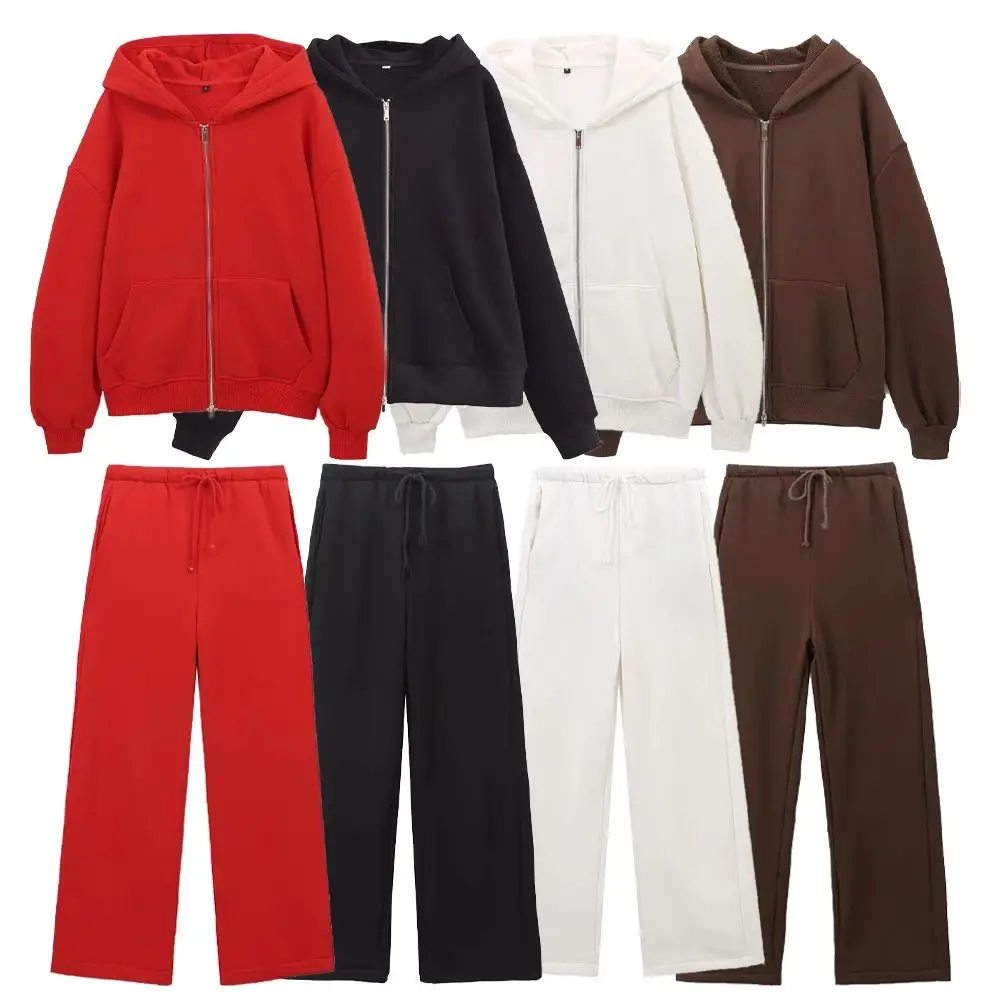 TaopZa 秋の新作 レディース おしゃれ カジュアル ジッパー装飾 ツーピースセット 快適なストリートウェア 大人向け