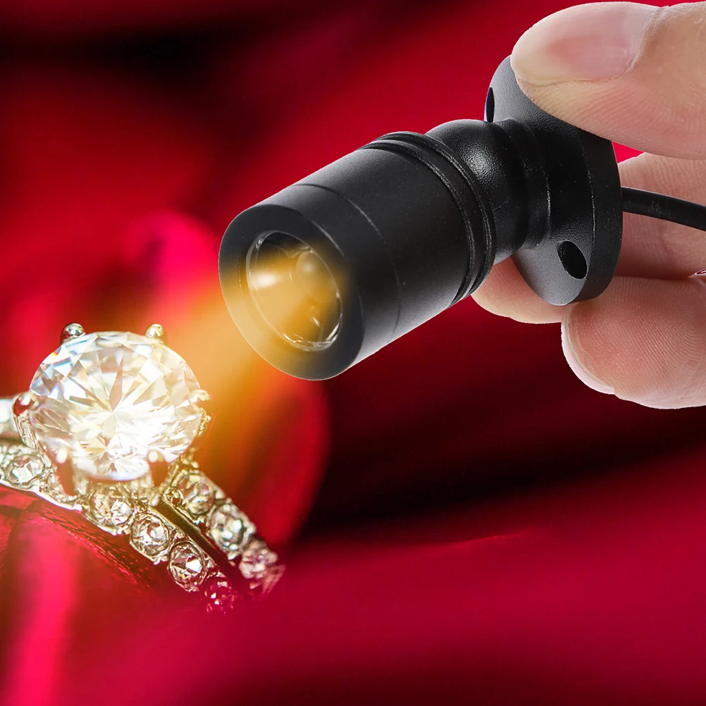 

2 Pcs USB Spotlight LED Cabinet Lights Warm White 1W Portable Mini Spotlights for Home Dresser Jewelry Display