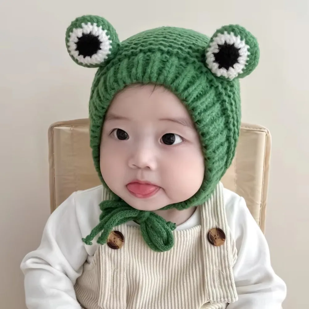 

Winter Thick Warm Plush Baby Hat Cute Frog Eyes 1-3 Years Knitted Ear Warmer Children Hats for Boy Girl Kids Beanie Cap Kids Hat
