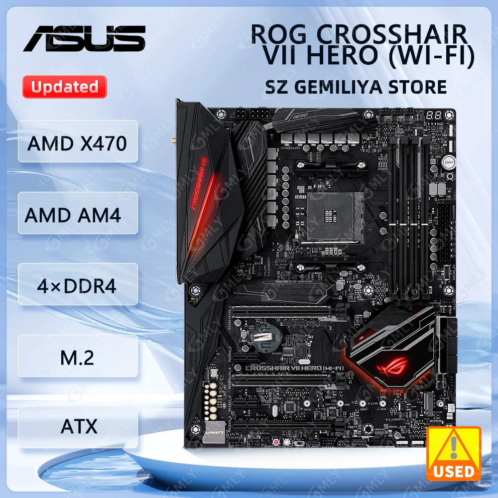 

ASUS ROG CROSSHAIR VII HERO (WI-FI）Motherboard AMD X470 AMD AM4 Supports 9700 5600X 5700X 5800X3D 2700X cpu DDR4 M.2