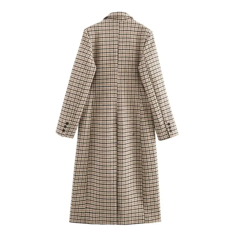 Autumn Winter Plaid Long Sleeve Women's Coat New Arrival  Outerwear Commute Style Medium Length Other Material 100