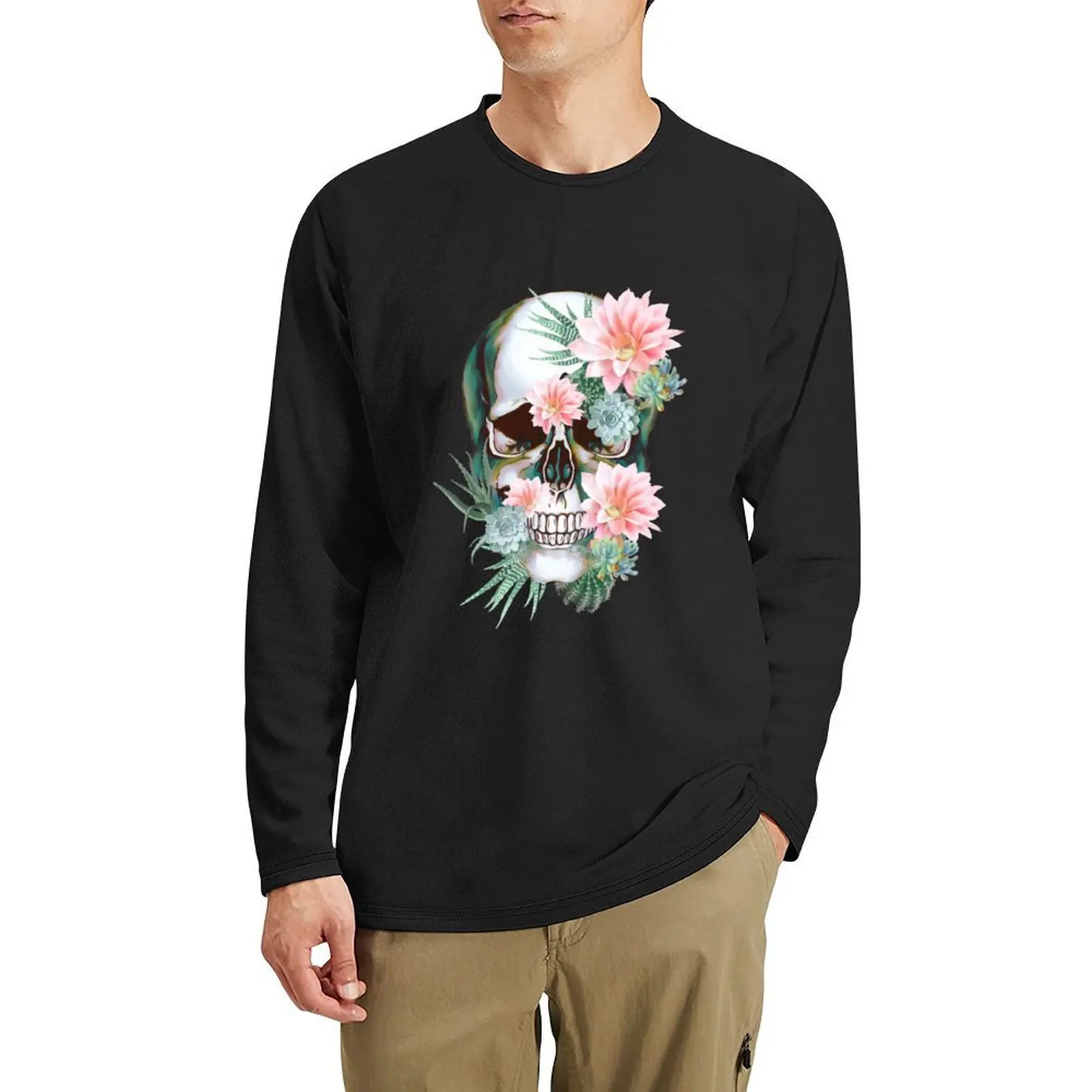 

Human anatomy Skull cactus succulents plants watercolor Long T-Shirt funny t shirt new edition t shirt mens t shirts pack