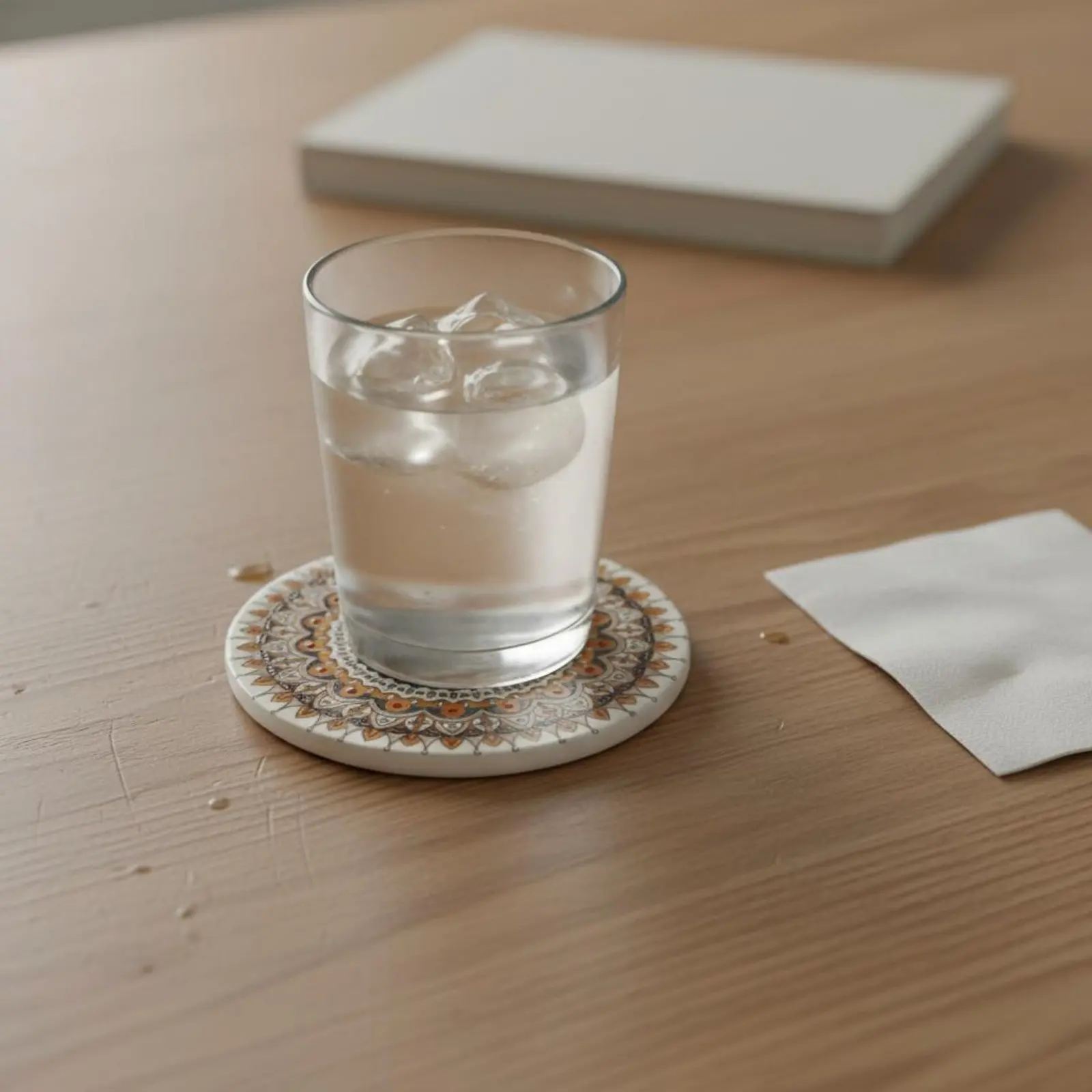 Ceramic Absorbent Drink Mat Protects Surfaces Absorbent Ceramic Drink Mat Mandala Pattern Drink Mat Heat-Insulating for Office