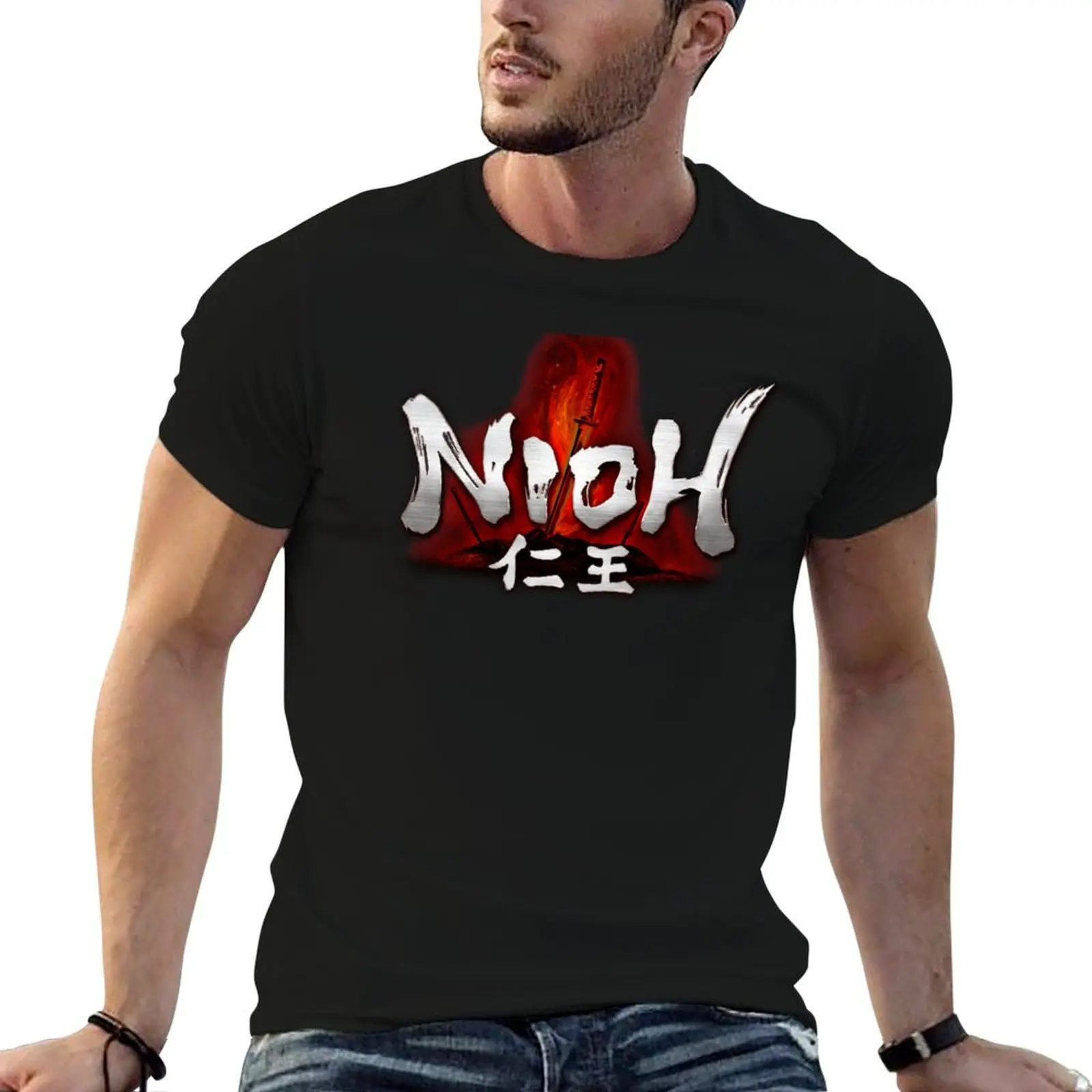 Футболка с логотипом HQ Nioh (векторная), футболка на тему Хэллоуина