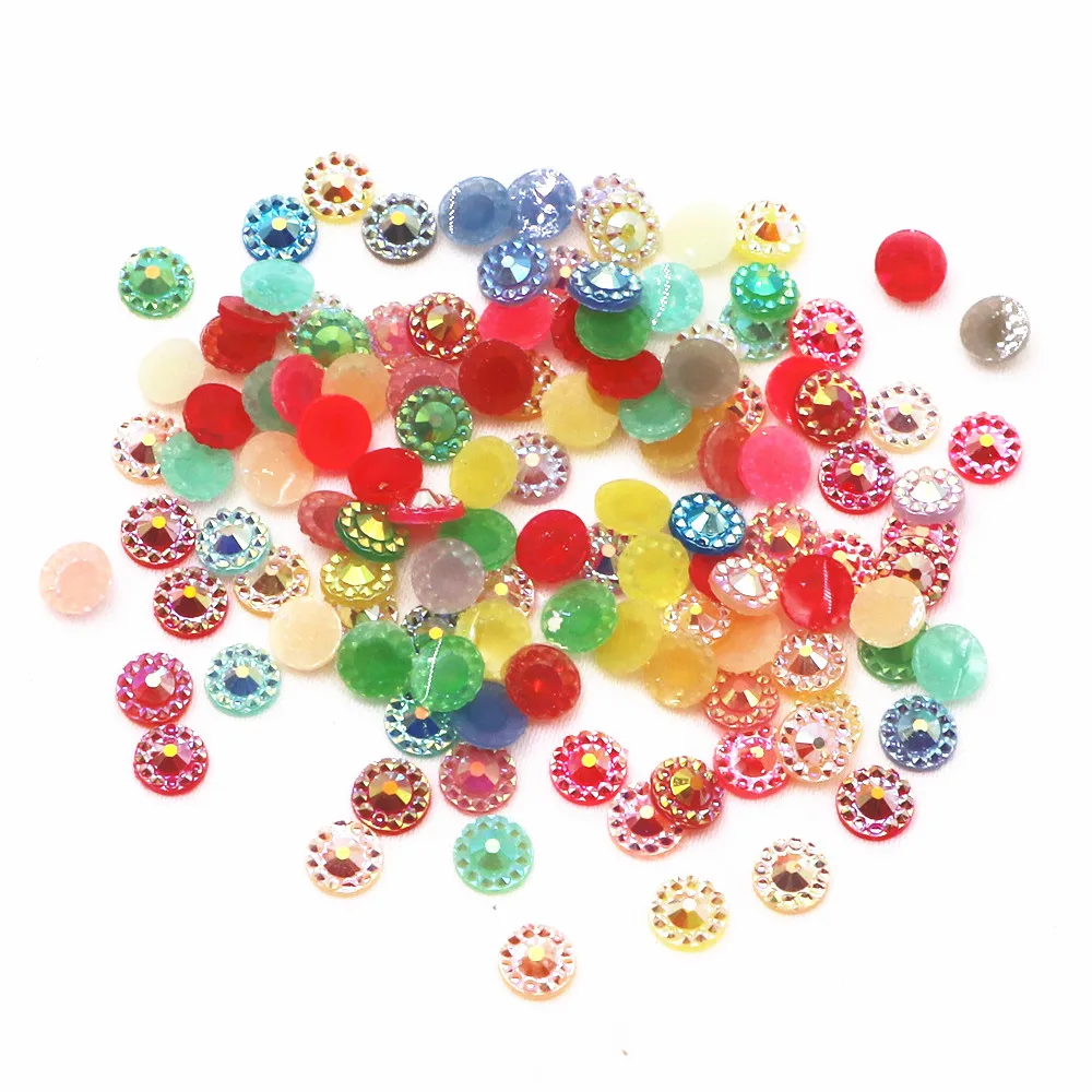 1000PCS 5mm Mix Colors  Bling Resin Rhinestone Round Sunflower Flatback Cabochon Stone DIY Jewelry/Craft Decoration