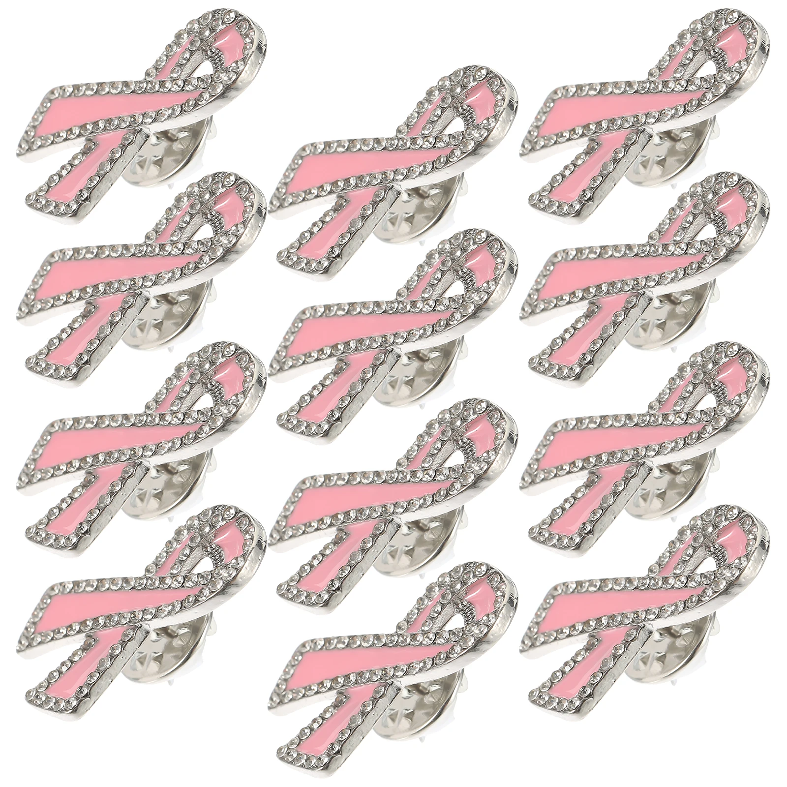 

12Pcs Breast Cancer Awareness Hope Ribbon Brooches Women Clothes Brooch Pin for Suit Shawl Hat Lapel Cancer Awareness Jewelry