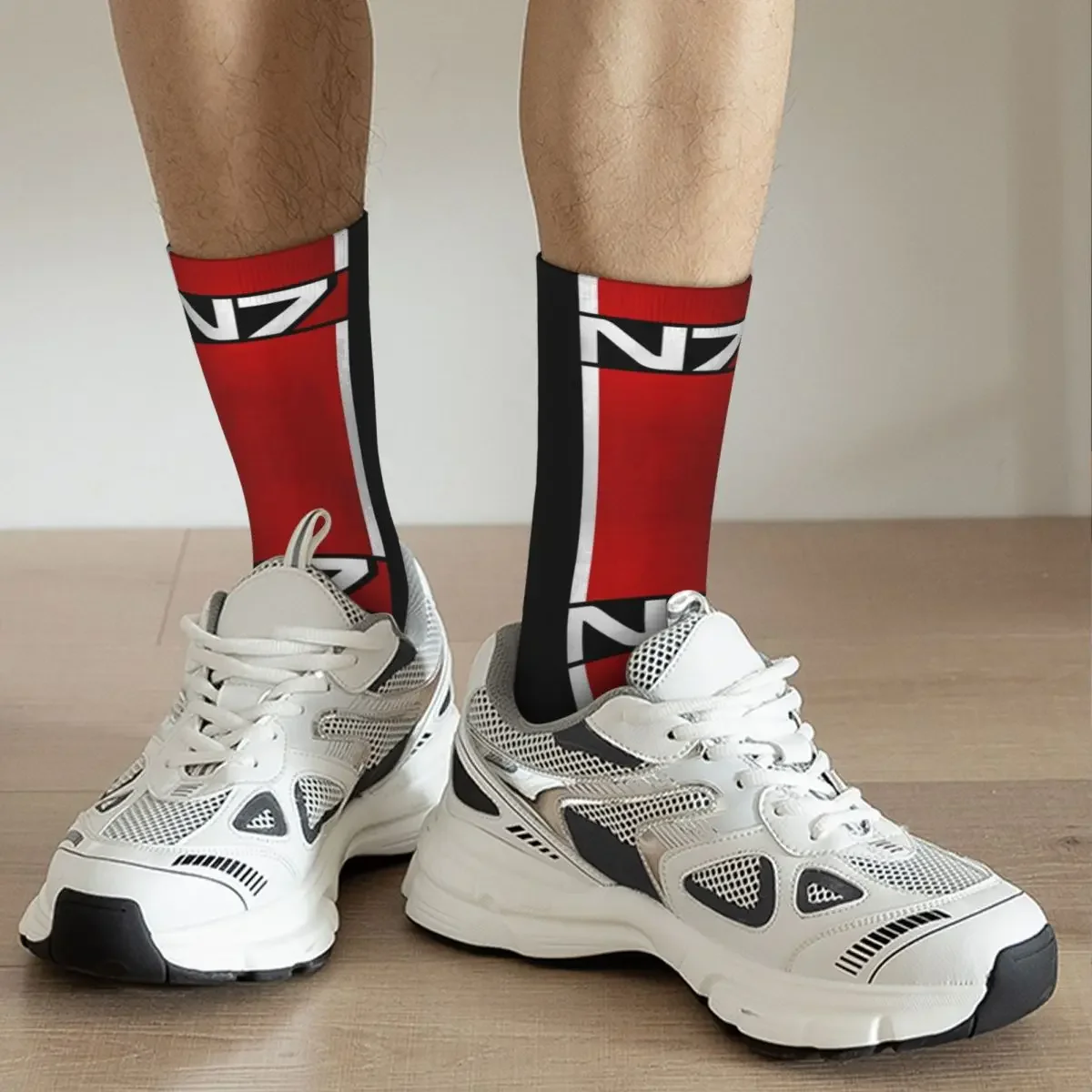 Mass Effect N7 calcetines largos para hombre y mujer, medias absorbentes de sudor, Harajuku, accesorios para todas las estaciones, regalos