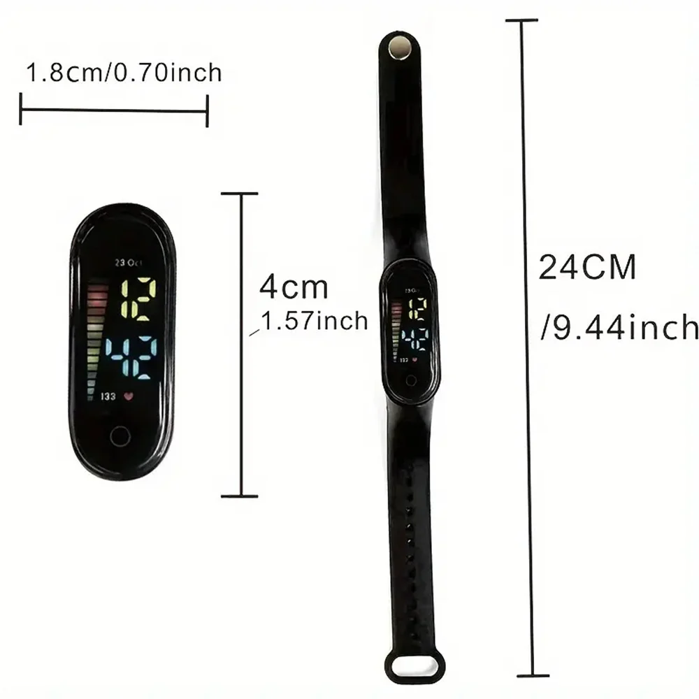 LED Touch Screen Outdoor Electronic Watch, Silicone Band Sports Digital Watch, LED White Light Touch Electronic Watch