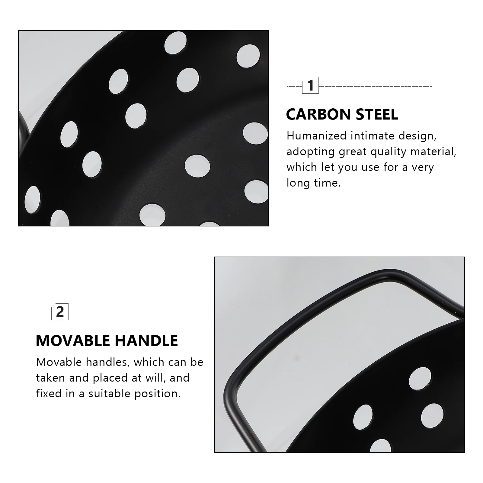 

Bbq Grill Basket Non-Stick Large Hole Barbecue Pan Double Handles Heat Resistant Outdoor Household Grilling Tray Camping Baking