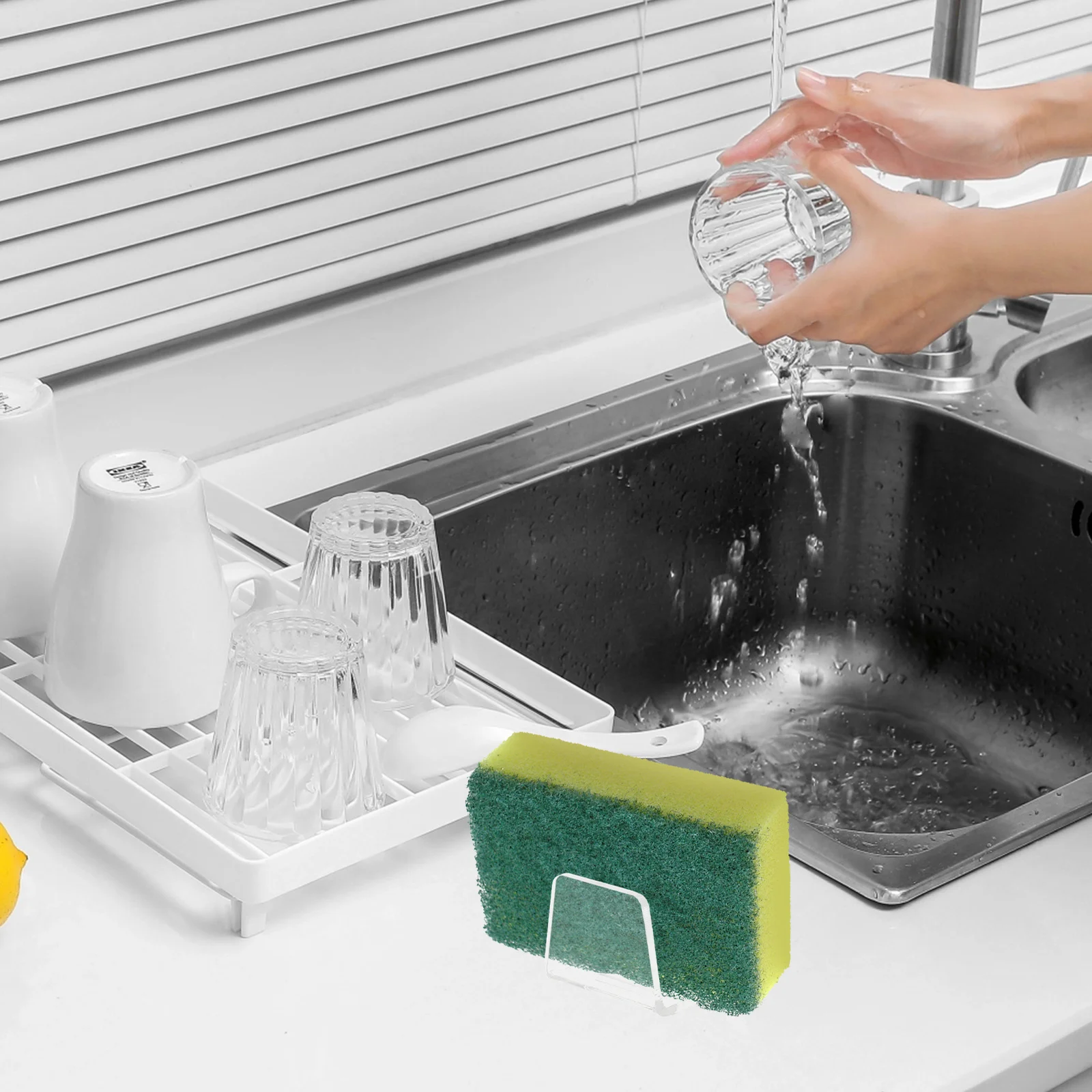 

2Pcs Kitchen Sink Sponge Holder Acrylic Multipurpose Dish Rack for Dishcloths Easy Installation Kitchen Things