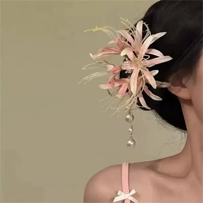 270D Pfingstrosen-Haarspange chinesischen Stil, elegante Blumenaccessoires für Frauen mit realistischem Design, stilvolles