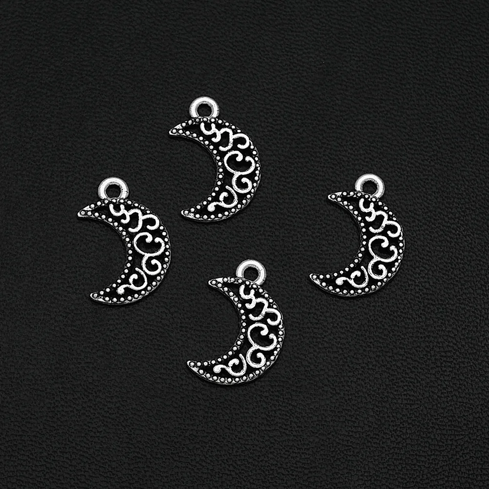 40pcs/lot--12x18mm Hollow Moon Charms Pendants For Diy Jewelry Making Findings Supplies Accessories Wholesale Bulk Items