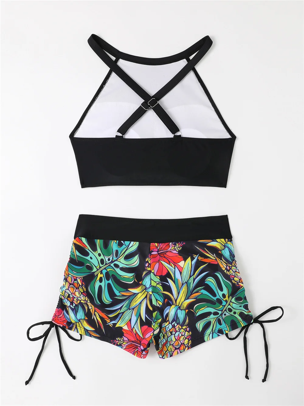 Conjunto de Bikini con estampado Sexy para mujer, traje de baño con cordón y espalda descubierta, Tankini Y2K, traje de baño para vacaciones, traje de playa, trajes de baño