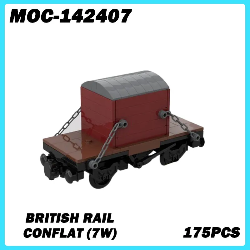 

MOC-142407 Mini Train Series British Rail Conflat (7W) Wagon Desktop Ornament Collectible Model Brick Toy Birthday Gifts 175PCS