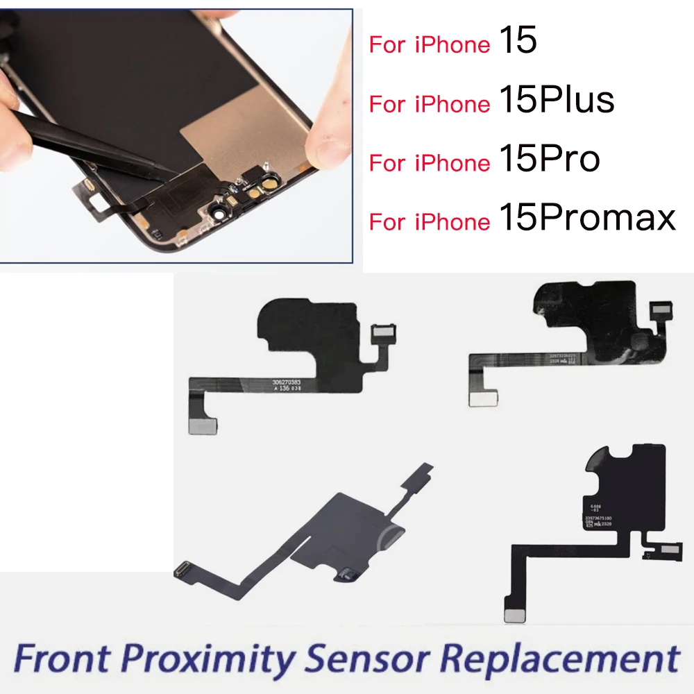 Ear Speaker Microphone Proximity Light Sensor Flex Cable Replacement for iPhone 15 Plus Pro Max