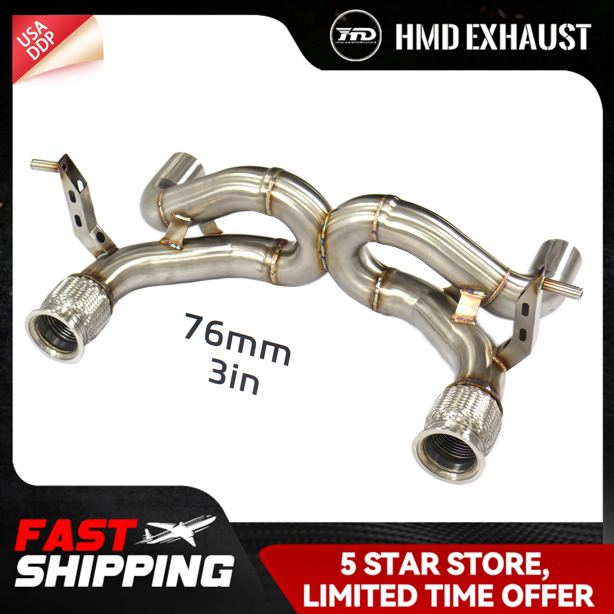 

HMD SS304 Catback for Lamborghini Hueacan EVO STO Exhaust Direct bolt-on installation without Valve X-tube design