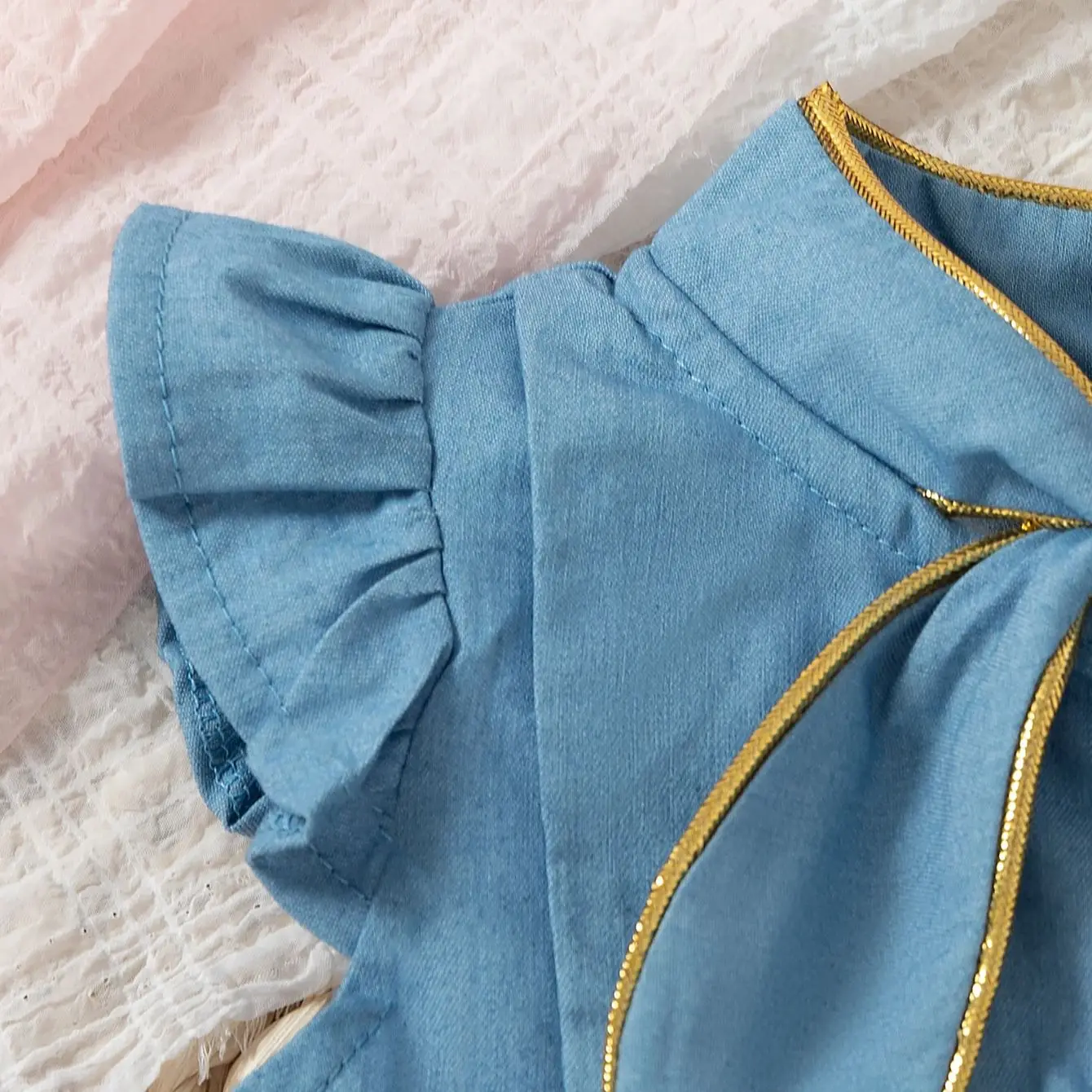 Baby Denim Dress Baby Girl Star Embroidered Gauze Princess Dress Cute Baby Clothes