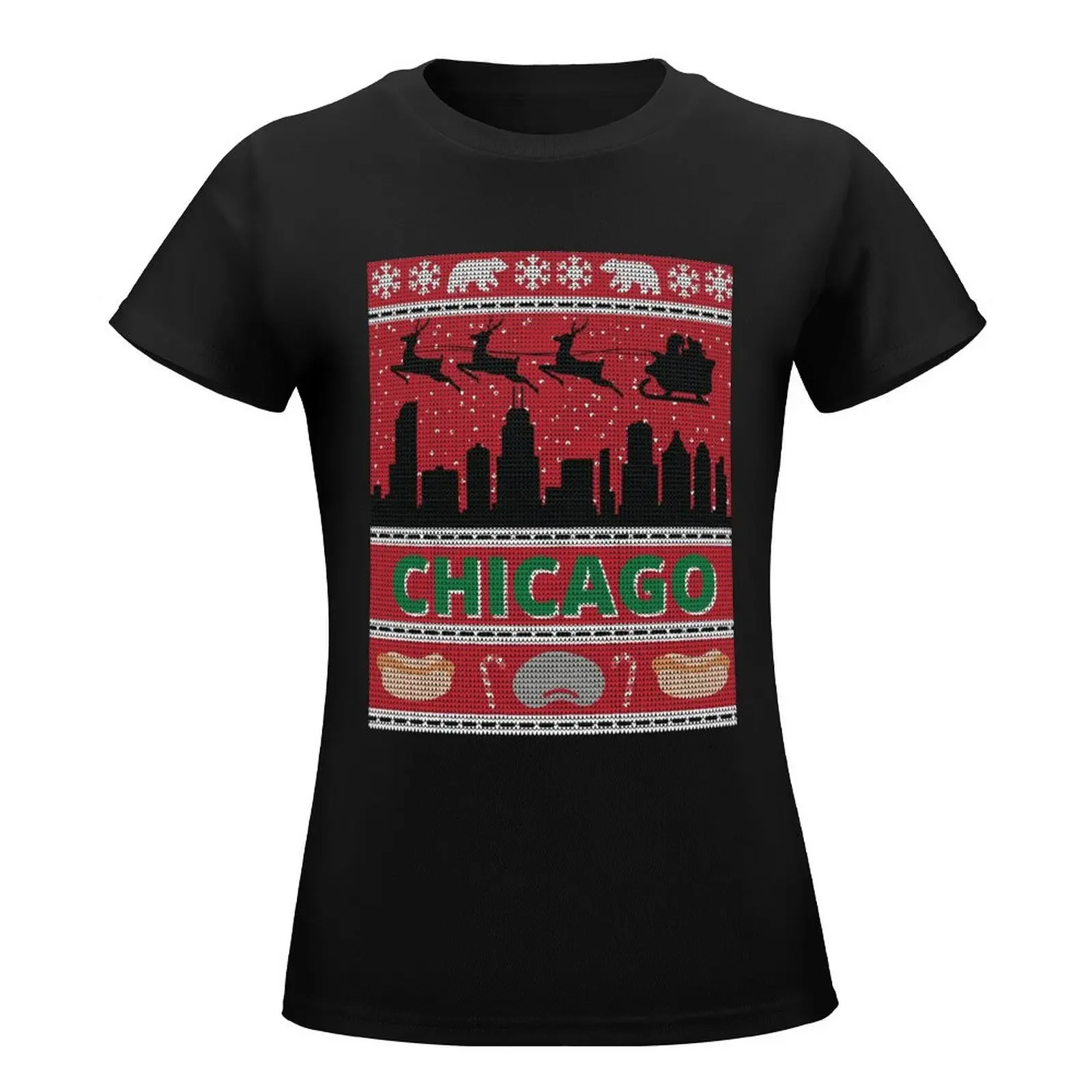 Chicago Skyline Ugly Christmas Sweater T-Shirt lady clothes graphics spring clothes Women 2024