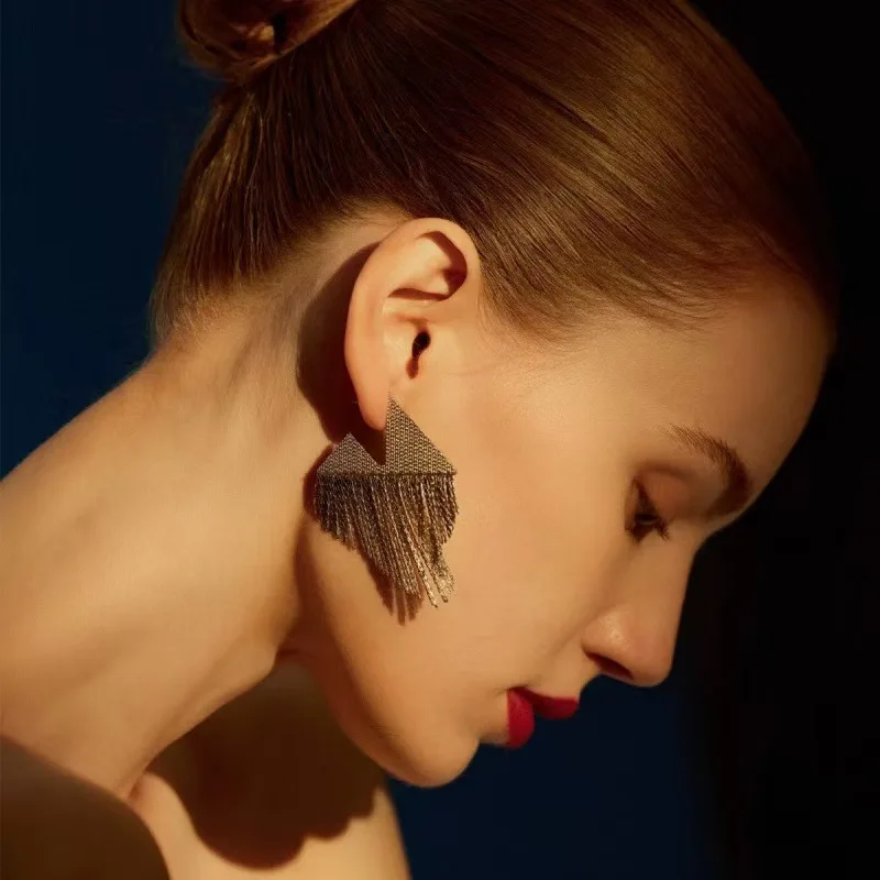 

Jenny&dave Diamond Tassel Earrings With Triangular Splicing Waterfall Earrings And Earrings