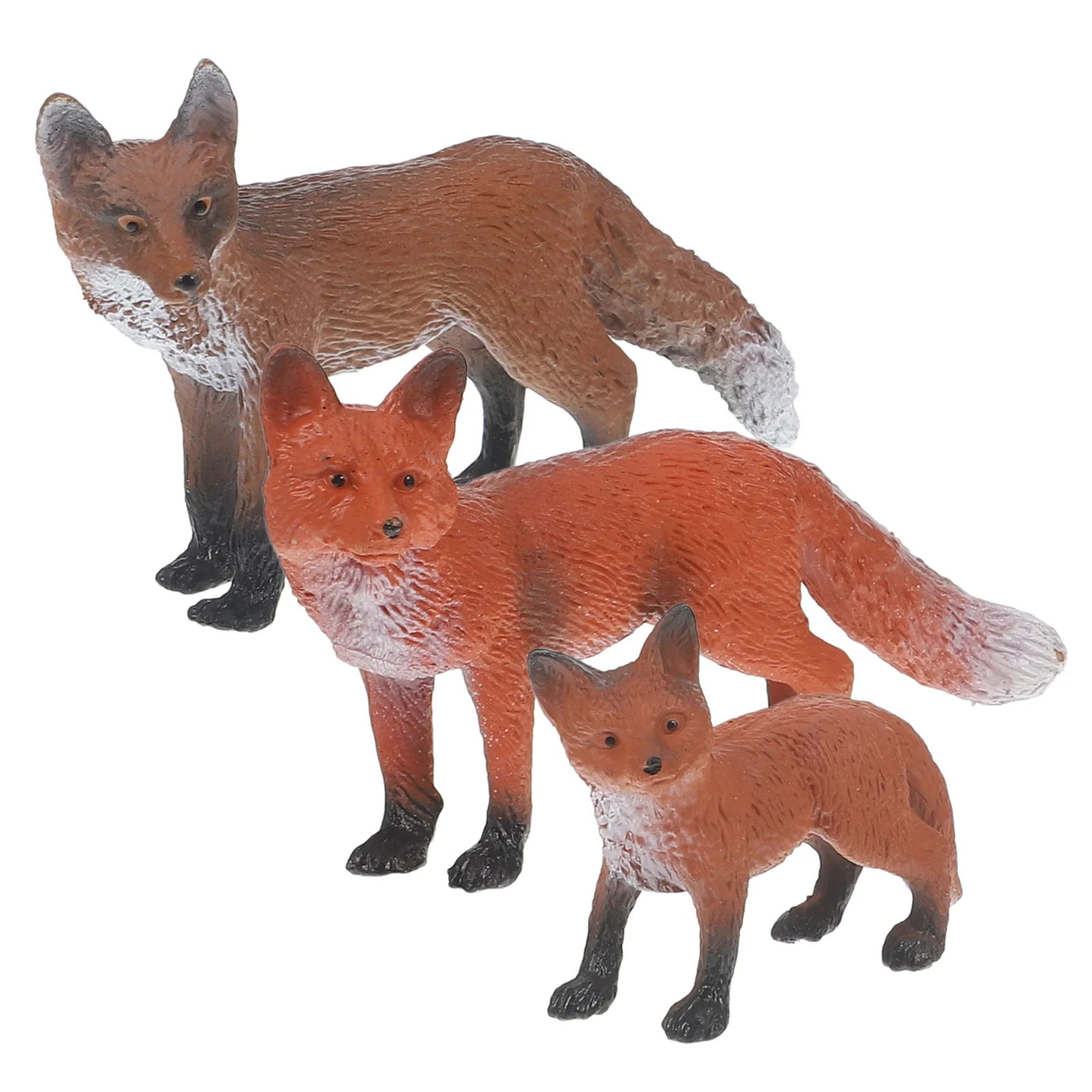 3 Pcs Fox Toys Mini Figures Animal Boys Kids Playing Realistic Fun Wild Model Cake