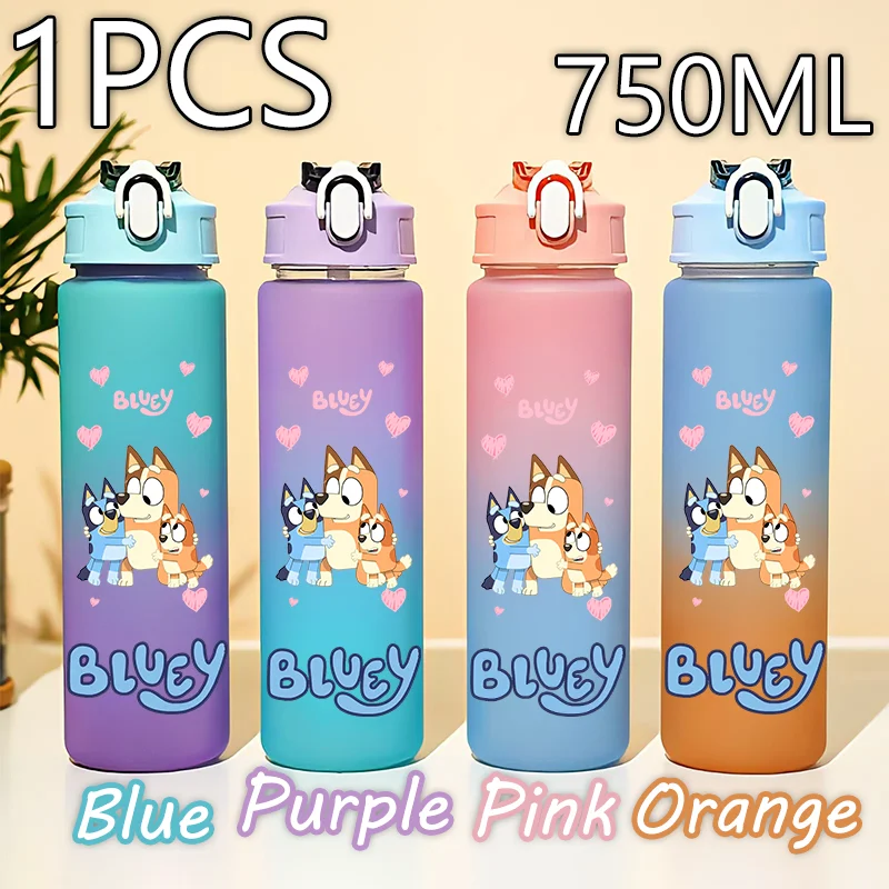 Bluey Bingo 750ML Water Bottle Sports Portable Gradient Color Water Cup Student Adult Drinking Water Bottle Birthday HolidayGift