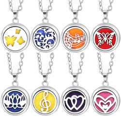 Trendy Heart Shaped Butterfly Aromatherapy Essential Oil Diffuser Necklace Stainless Steel Perfume Lockets Woman Pendant Jewelry