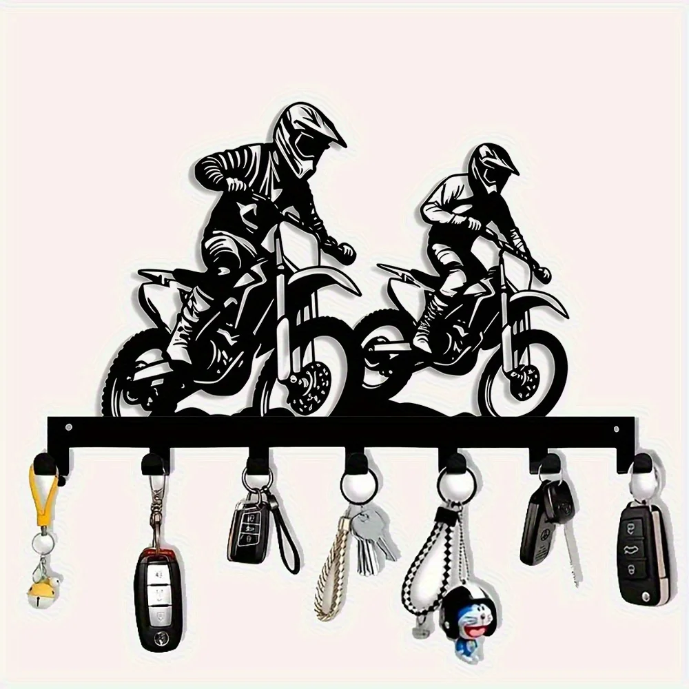 2D Metal 7-Hook Key Holder | Wall-Mounted Storage Organizer for Keys, Towels,  Kitchen Supplies & More - Durable, Rust-Proof