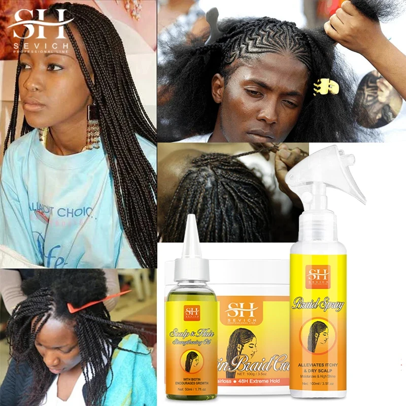 African Braid Knitted Clean Itch Relief Set Hair Shaping Cream Anti hair Break Anti itchy scalp Anti hairloss Cleaning Scalp