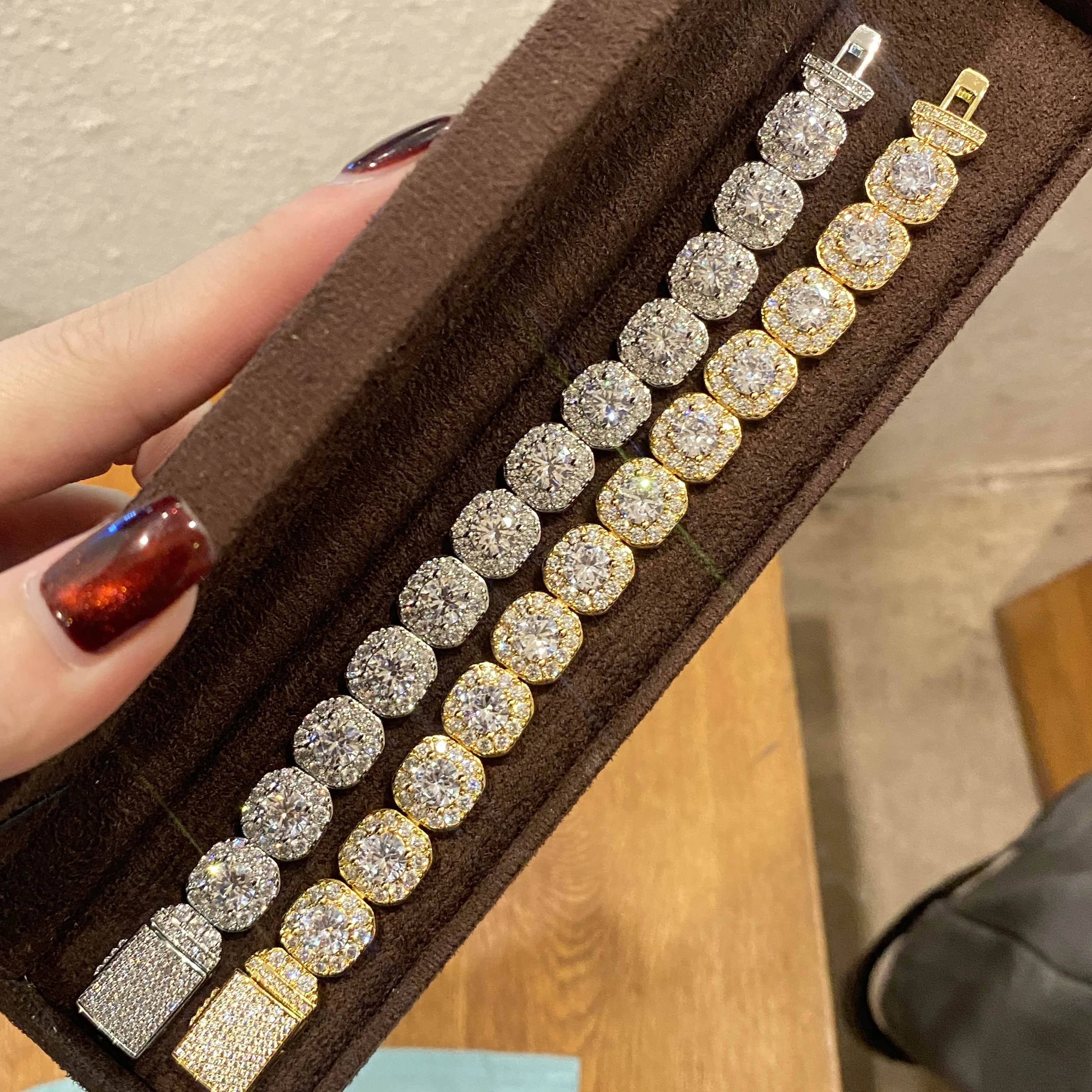 

S925 Стерлингового Серебра Хип-Хоп Блестящий Кубинский Браслет Женский Подарок На День Рождения Кубинский Муассанит Цепь Панк Ювелирные Изделия Браслет