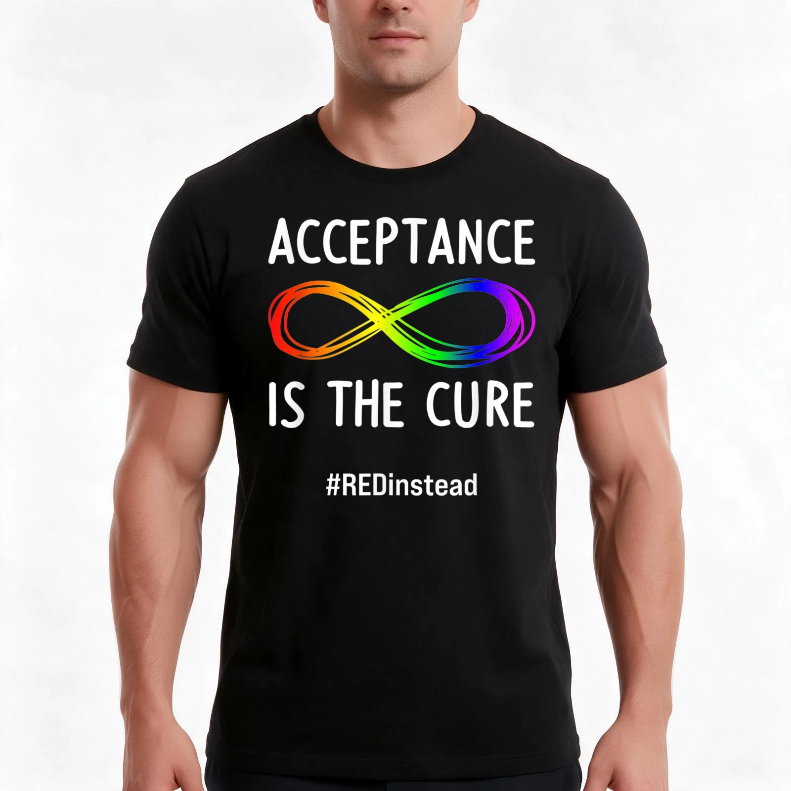 Wear Red Instead Autism-Acceptance Shirt In April 2021 T-Shirt Summer Casual Cotton Tee Oversized Streetwear Tops 100% Cotton