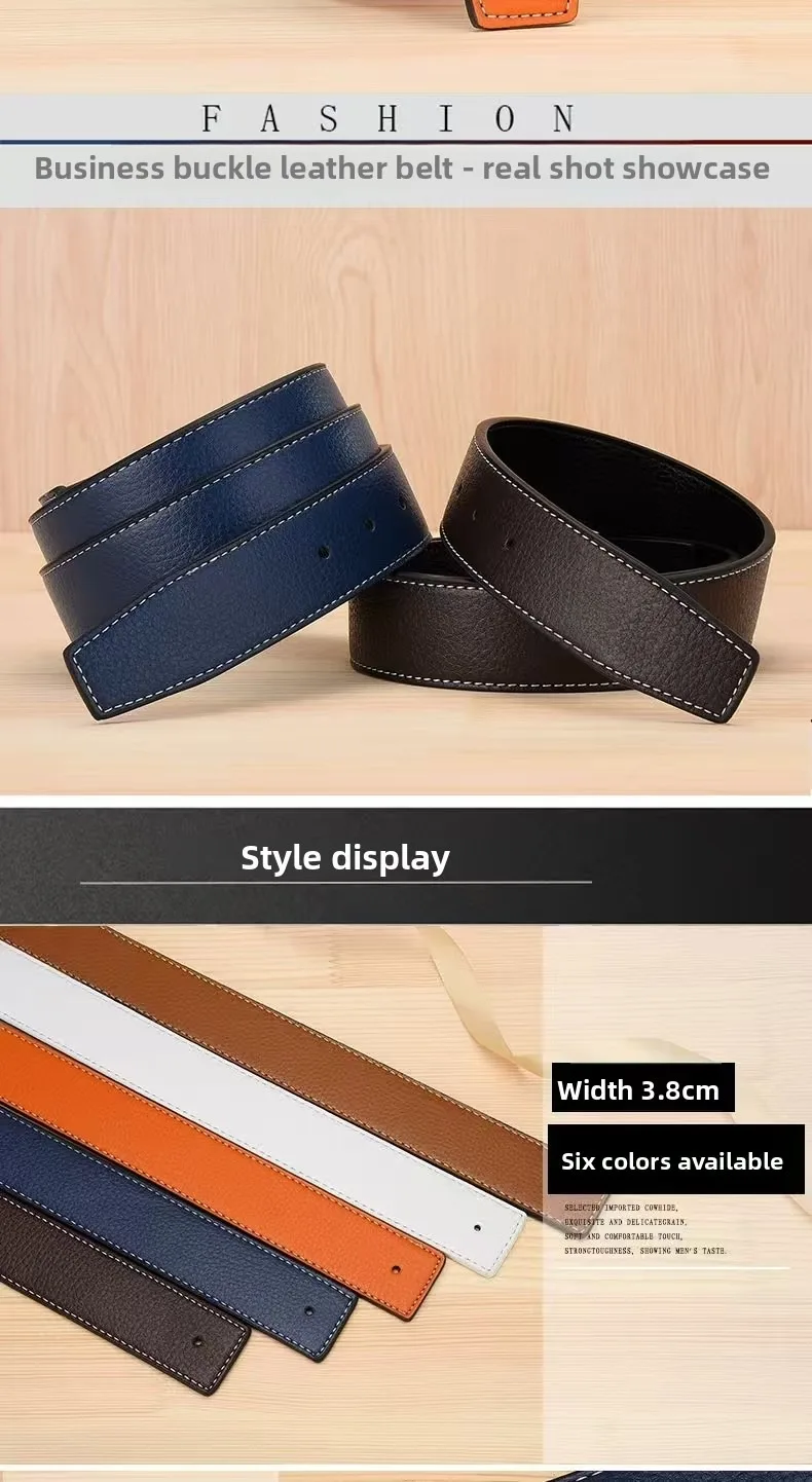 NEUE Luxus Marke Gürtel Männer Hohe Qualität Pin Schnalle Männlich Strap Fashion Echtes Leder Bund Ohne Schnalle 3,8 cm ceinture – Detail 5