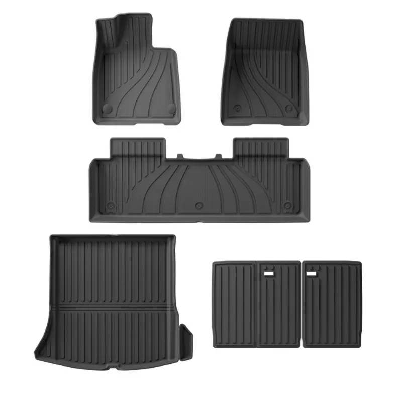 ل Xiaomi SU7 2024 2025 الحصير سيارة بطانة البضائع وسادة صندوق السيارة TPE ثلاثية الأبعاد القدم حصيرة مقاوم للماء الداخلية اكسسوارات أسود