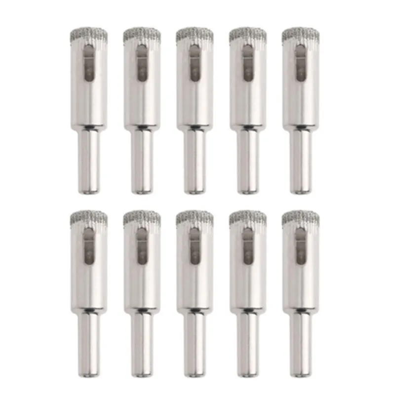 10Pcs Diamond Coated Core Drill Bits 5mm 6mm 8mm 10mm 12mm Hole Saw Glass Tile Ceramic Marble Working Accessories