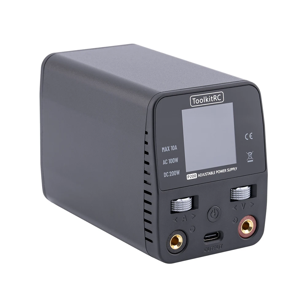 

ToolkitRC P200 V2 AC100W DC200W 65W Mini Desktop Fast Charger IPS LCD Wide-angle Display Type-C Protocol