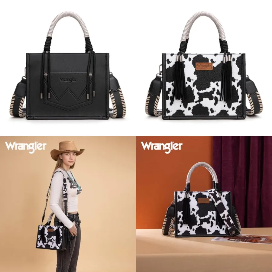 

Mona West Wrangler Tote Bag Print Western Satchel Bags for Women Rustler Fringe Purse