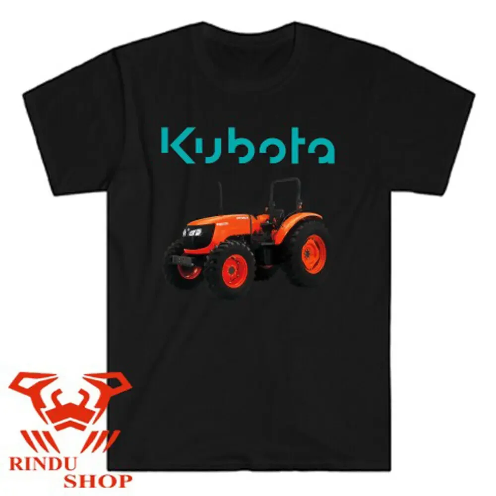 Kubota Tractor Farm Logo Men's Black T-shirt Size S to 3XL