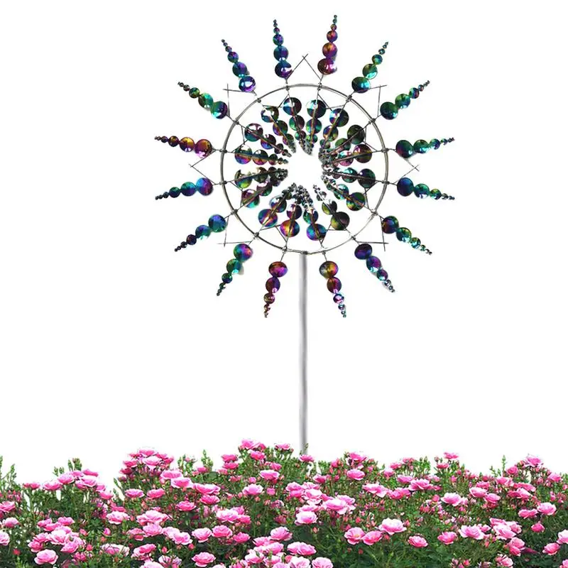 

Unique And Magic Metal Windmill 3D Wind Powered Kinetic Sculpture Lawn Metal Wind Spinners Yard And Garden Decor