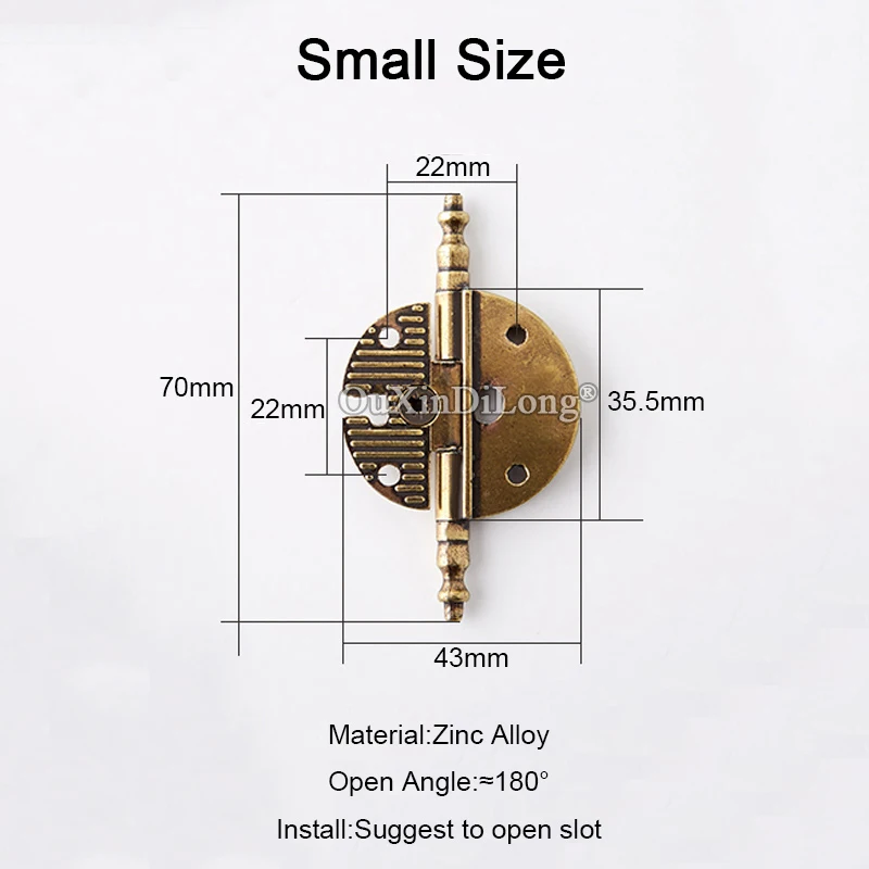 Retro 8PCS Metal Antique Furniture Hinges Cupboard Wardrobe Kitchen Cabinet Door Hinges Wood Case Gift Box Hinges+Screws
