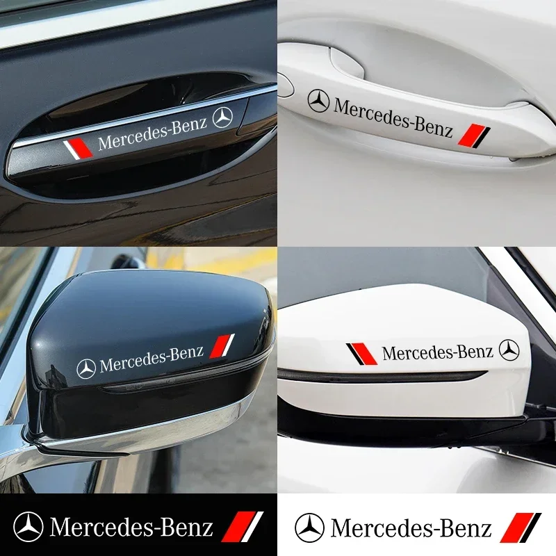 4Pcs Car Badge Door Handle Decoration Stickers Decals for Mercedes Benz W211 W203 W204 W210 W124 W202 CLA W212 W220 W205