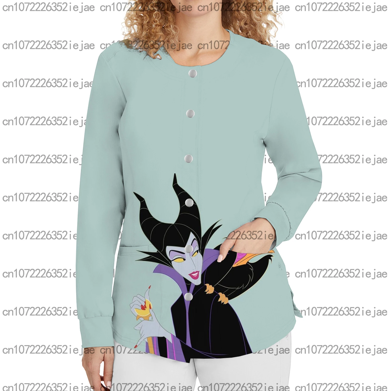 

Хирургическая куртка с принтом «Спящий дьявол» на Хэллоуин, модная куртка для медсестры, врач, больница, рабочая одежда для кормления, модная куртка-скраб