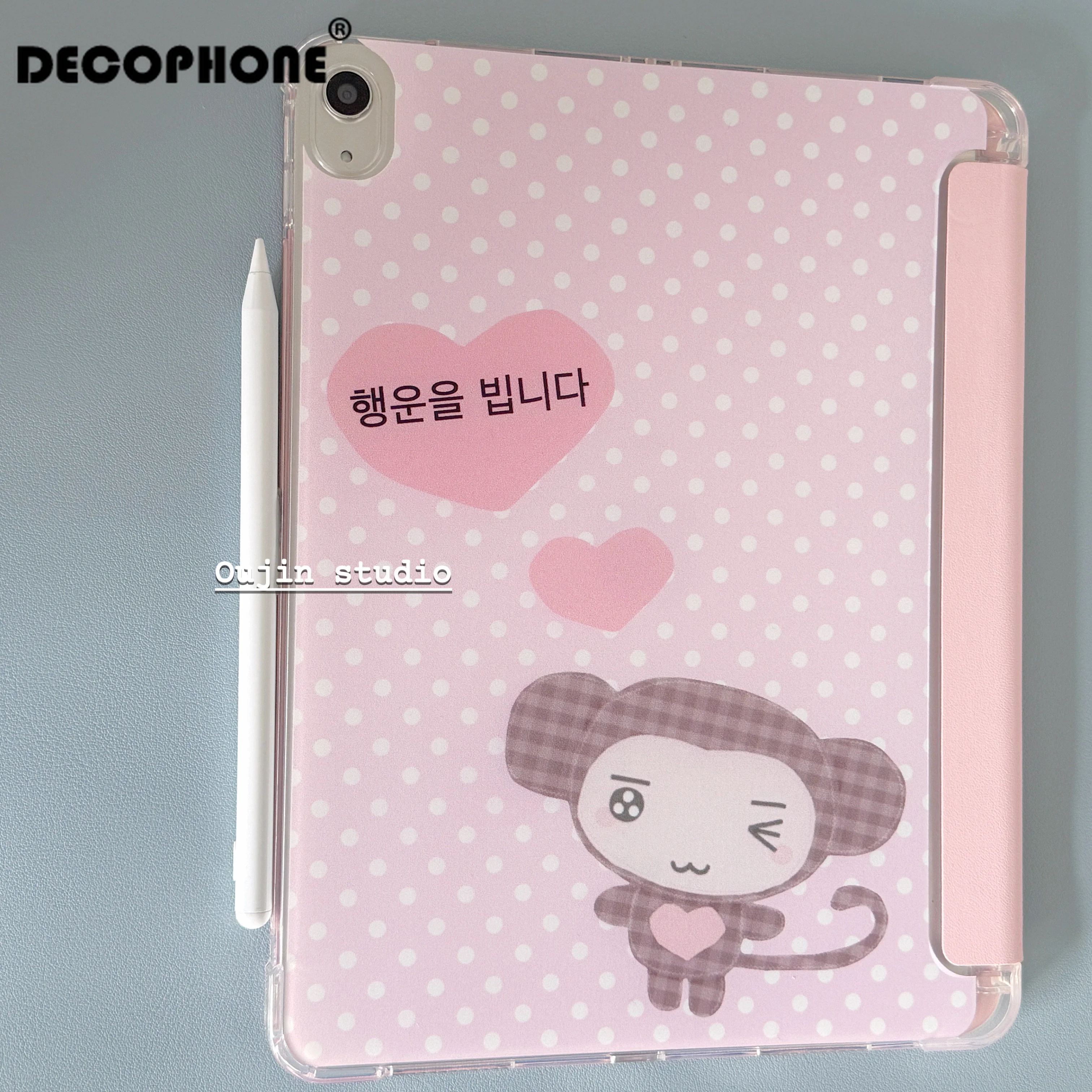 ins polka-dot ood luckMonkey tri-fold case For iPad 10th 11th Gen 7/8/9 10.2''/Air 4 5 6 7 11/ 9.7 Pro11Mini 6 7 12.9
