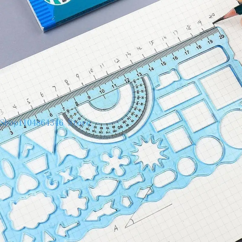 5Asd 7pcs Modèles dessin Santiers Plastics Rulers en plastique Multi-fonctions Règles Géométriques Dessins Modèles